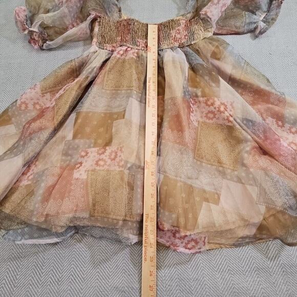 Fab'rik Fiarycore Empire Waist Dress Size Large Fall Colors Bubble Sleeves Y2K - Picture 12 of 14